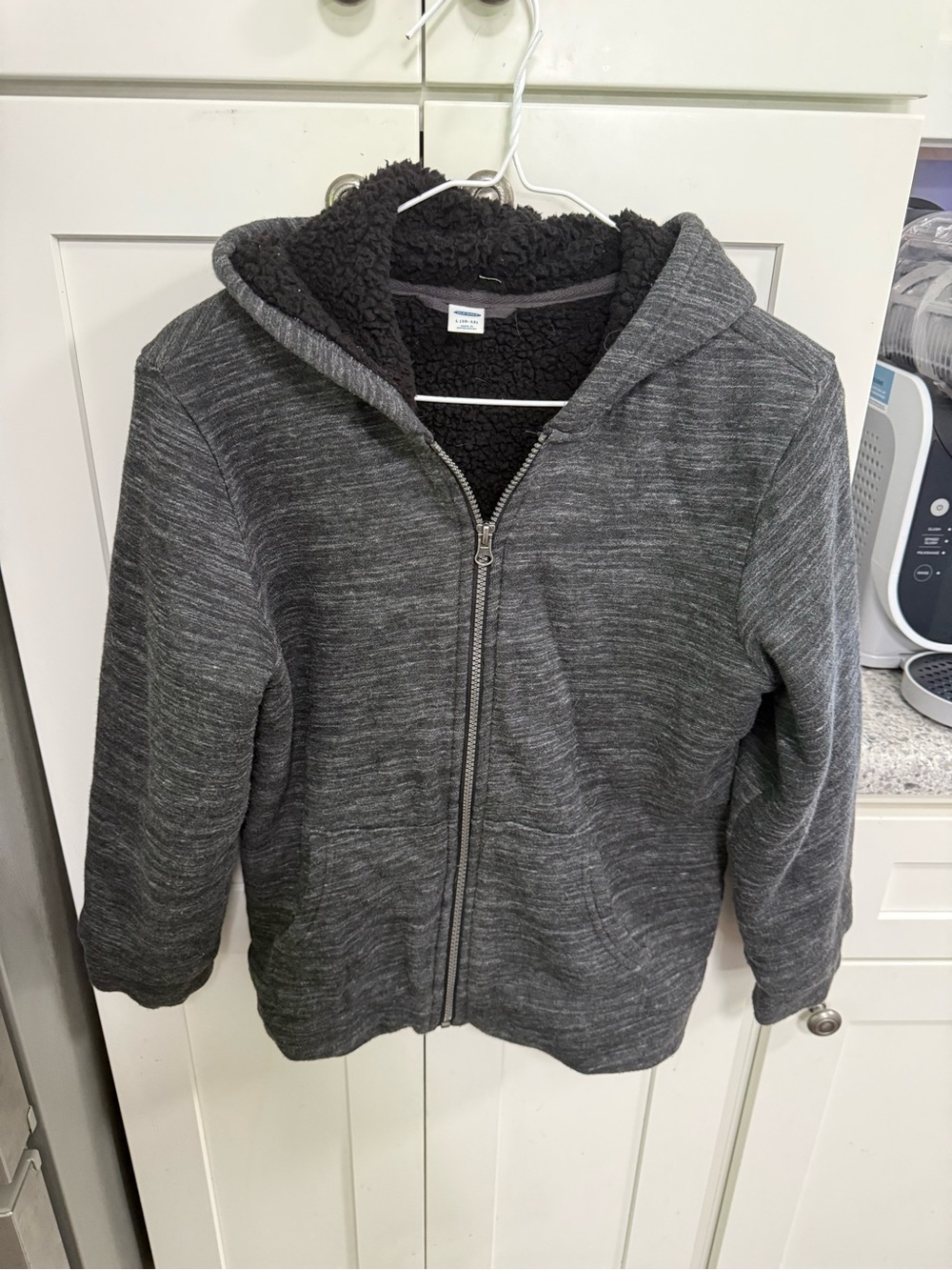 Old Navy Kids Charcoal Sherpa-Lined Zip Hoodie